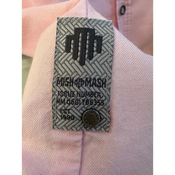 Mish Mash Mens XL Pink Utility Button Down Shirt Roll Tab Sleeve - Picture 9 of 11